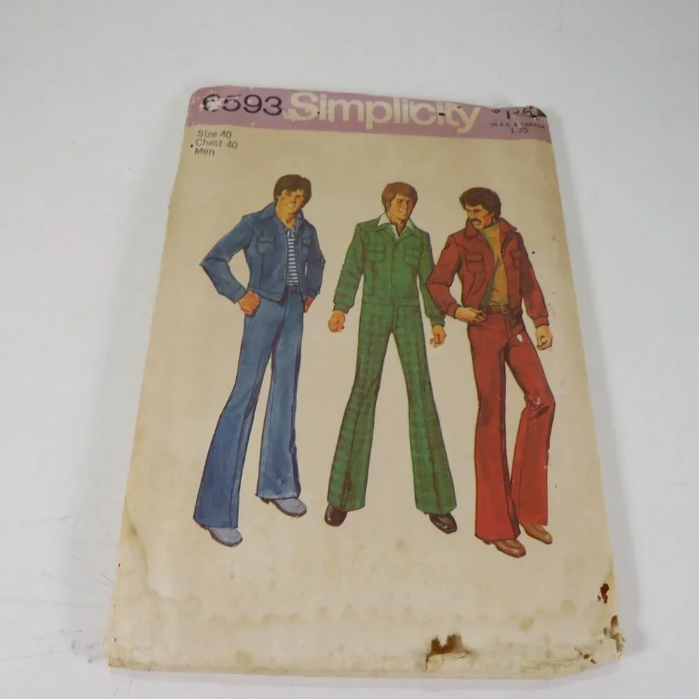 Simplicity 6593 clothing pattern size 40 Jacket, Jeans -wide leg/bell bottoms